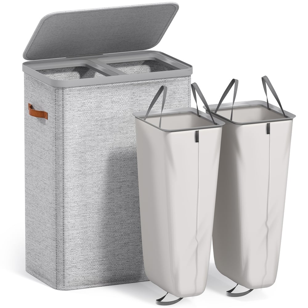 Sorbus 2-Compartment Laundry Basket with Removable Laundry Bag - Durable Organizer for Bathroom.