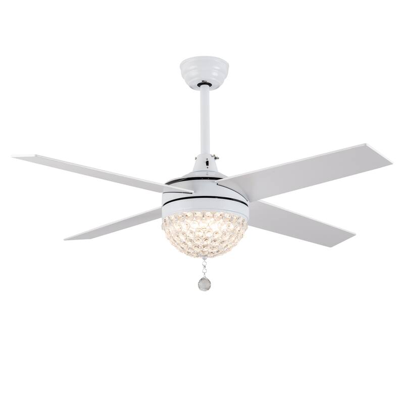 Bella Depot 52" Modern Crystal Ceiling Fan with LED Light, Reversible Ceiling Fan with Remote Control