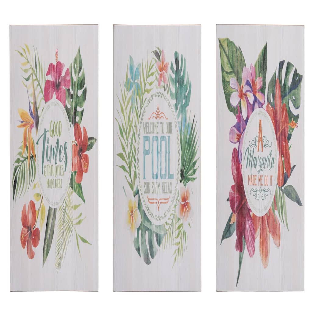 Transpac MDF Beach Humor Block Decor Set of 3 Spring Home Decorations