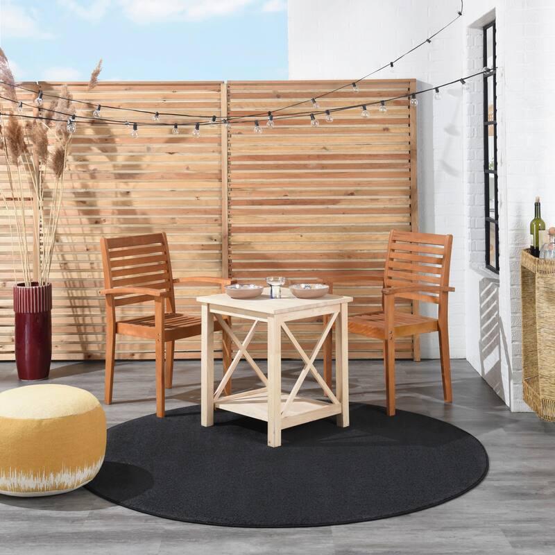 Nourison Essentials Solid Contemporary Indoor/Outdoor Area Rug - 6' Round - Black