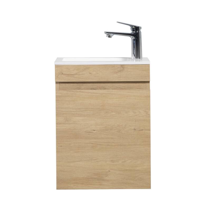 CASAINC 16" Wall Mounted Cabinet Vanity Set with Sink(2 Colors for Choosing) - Natural Oak