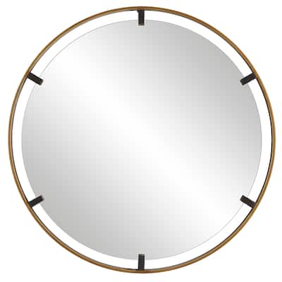 Rich Gold Round Mirror - 32"W x 32"H x 1.25"D