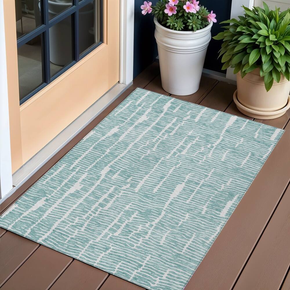 HomeRoots Abstract Transitional Rectangle Outdoor Rug