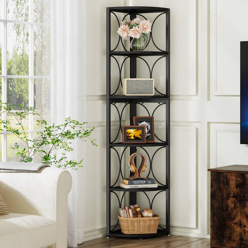 67" Tall Corner Shelf, Corner Bookshelf Bookcase Standing Shelving Unit