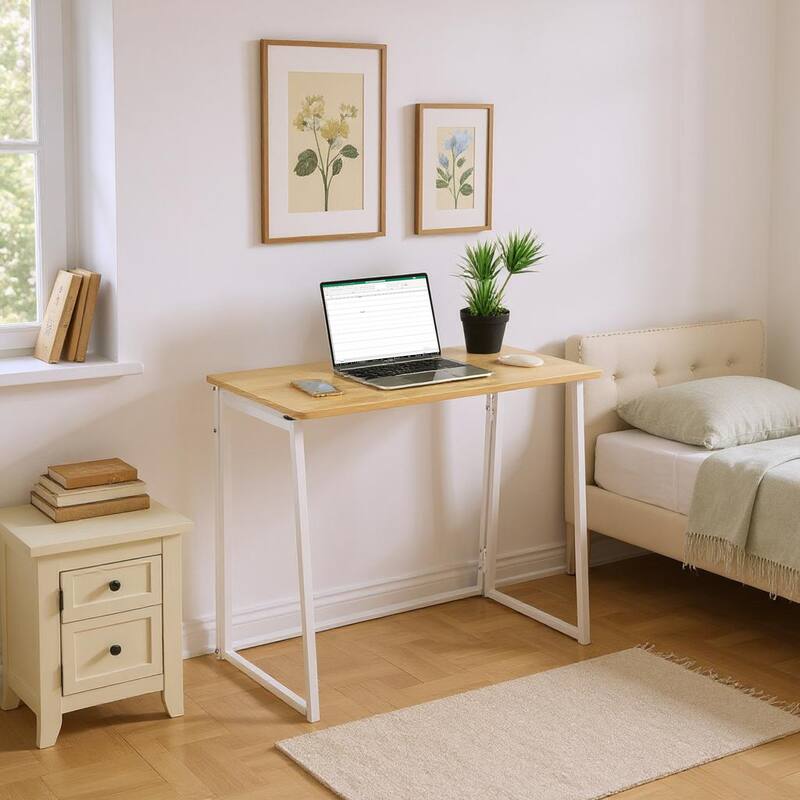 HomyLin Folding Desk Study Corner Writing PC Office Sofa Table