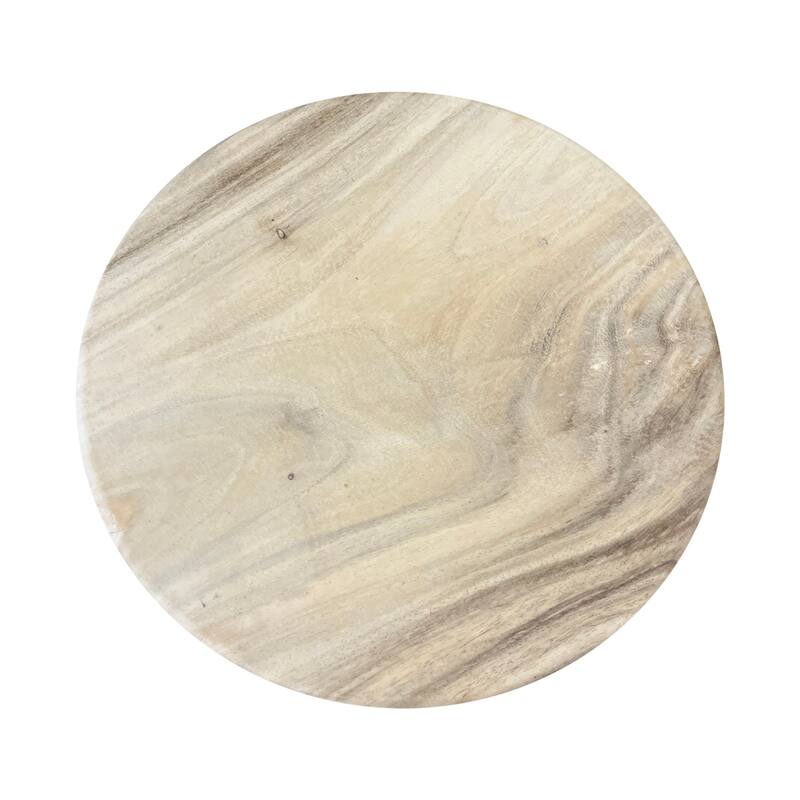 14" Round Stool with Natural Teakwood Branch Legs