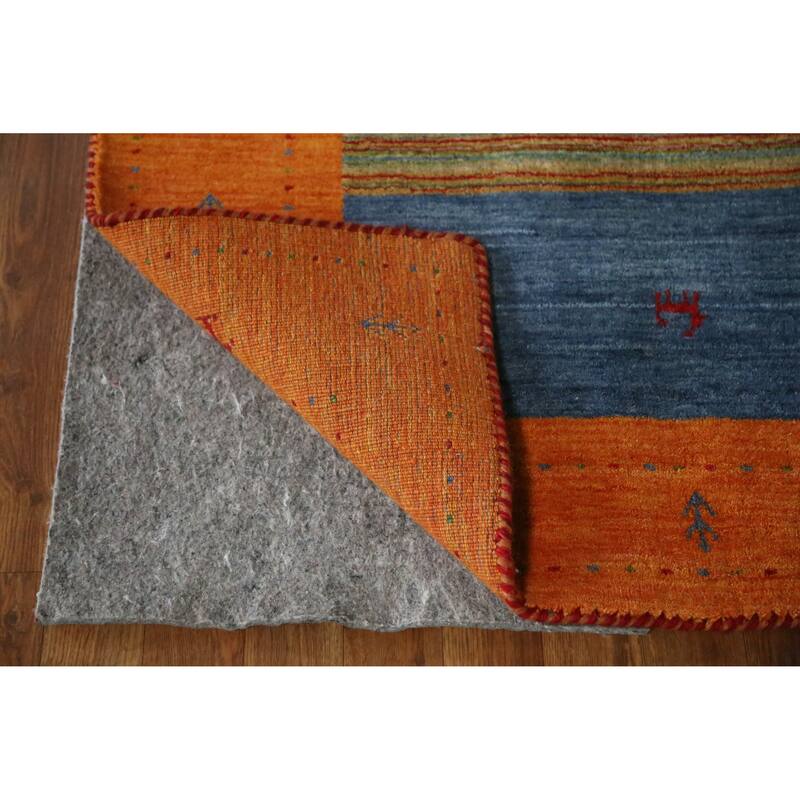 Hand Knotted Oriental 100% Wool Carpet Tribal Animal Pictorial Multi-Colored Gabbeh Area Rug - 9' 9'' X 6' 5''