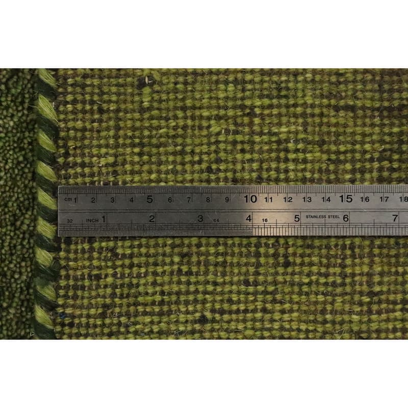 Hand Knotted Oriental 100% Wool Carpet Modern Stripe Green Gabbeh Area Rug - 6' 6'' X 4' 10''