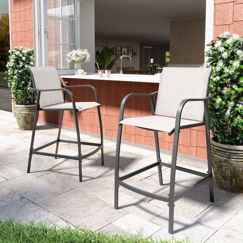 Pellebant Outdoor Bar Height Barstools Patio Bar Stools Chairs - 22.5 " D x 21.3 " W x 44 " H - Grey&Brown