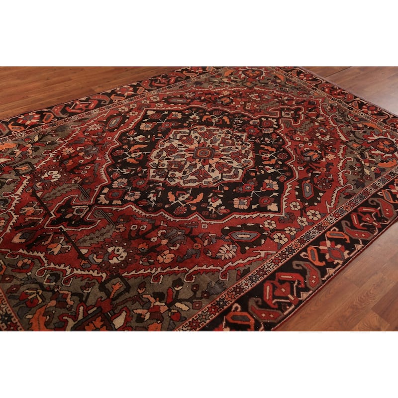Medallion Bakhtiari Persian Vintage Area Rug Handmade Wool Carpet - 6'4" x 9'5"
