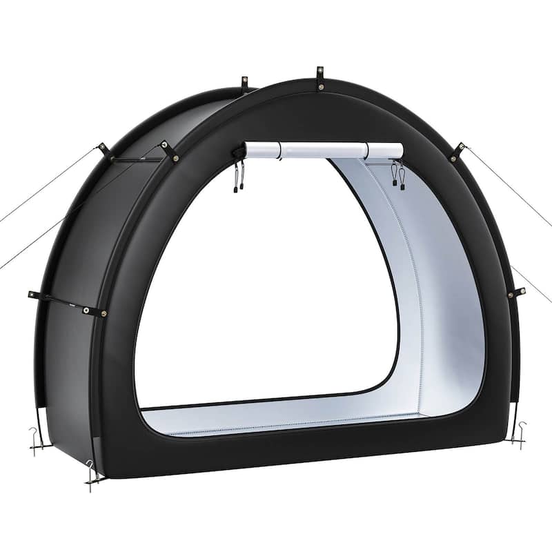 Black Waterproof Outdoor Bike Shed for 1-2 Bicycles Fan-Shaped Oxford Cover with Dual Access Doors - 1 to 2 Bikes