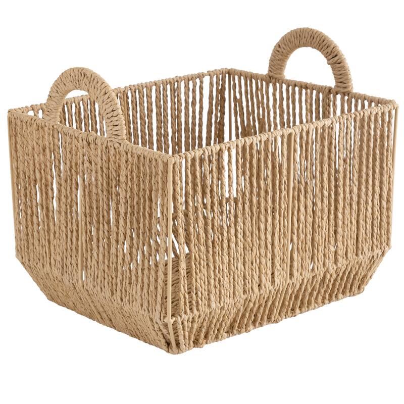 Simplify Vertical Weave Storage Basket with Round Handles - Large
