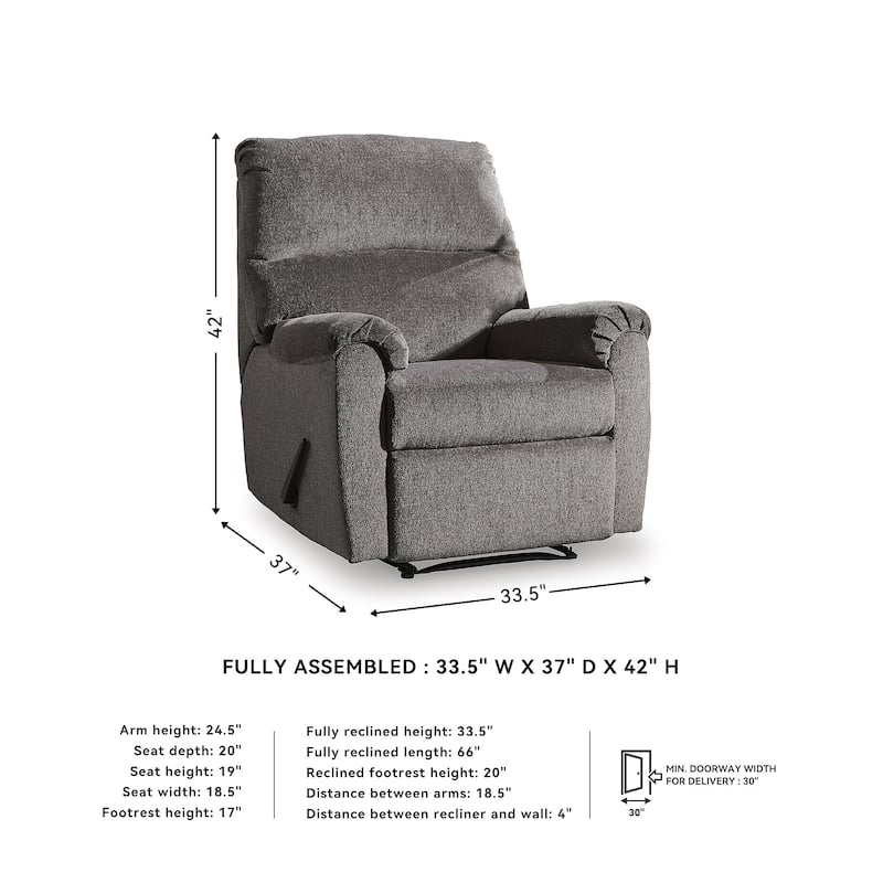 Nerviano Traditional Zero Wall Recliner Gray