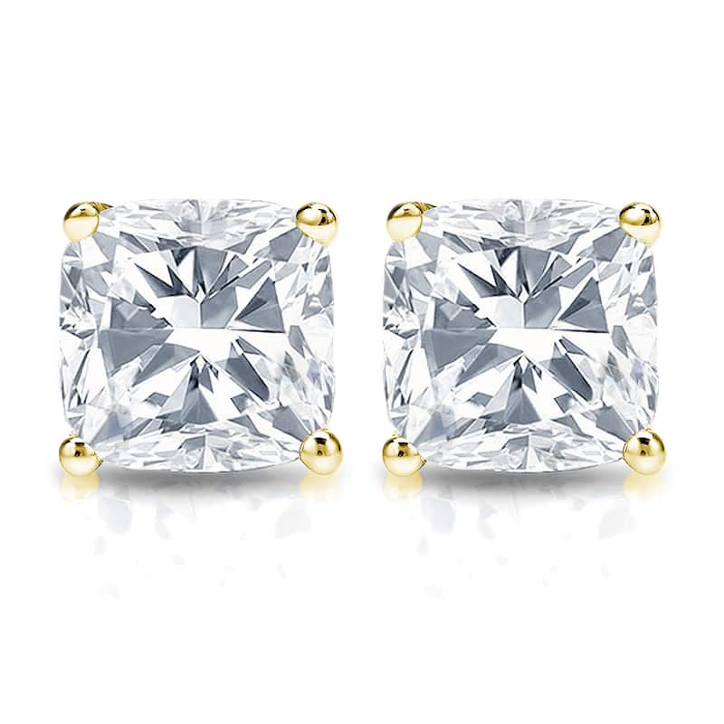 Auriya 14k Gold 3/4ctw Cushion Cut Diamond Stud Earrings (H-I, SI1-SI2)