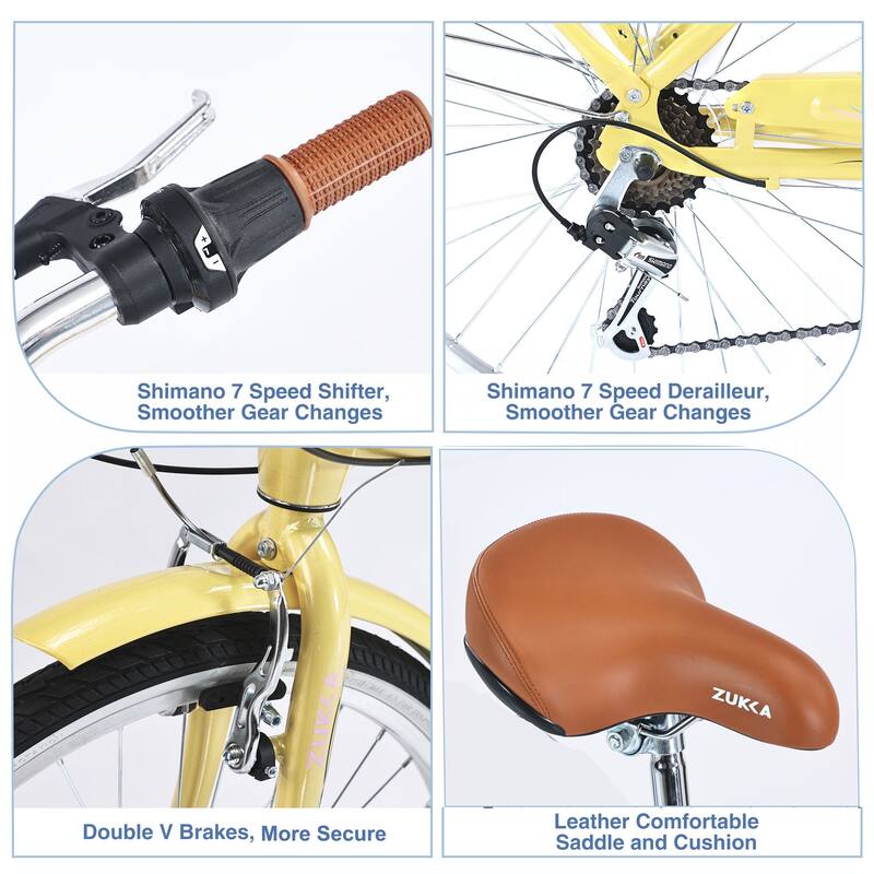 7 Speed Steel Frame Multiple Colors 24 Inch Ladies Bicycle