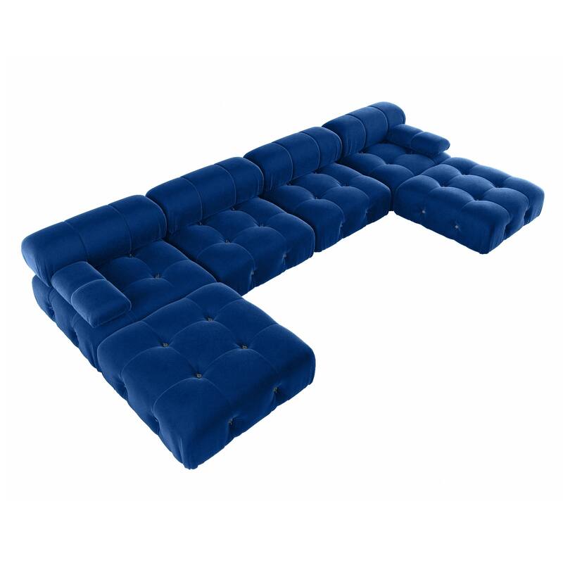 138'' Modern Velvet Upholstery U-shaped Sectional Sofa