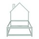 preview thumbnail 8 of 6, Light Green Twin Size Pine Wood Floor bed with House-shaped Headboard and Fences for Bedroom