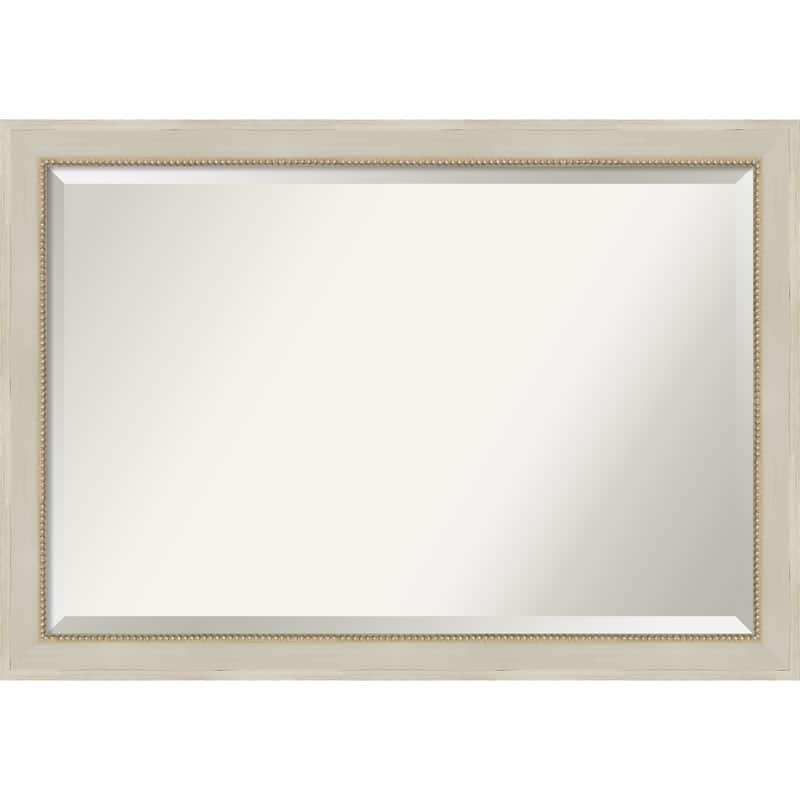 Beveled Wood Bathroom Wall Mirror - Parthenon Cream Frame - Parthenon Cream