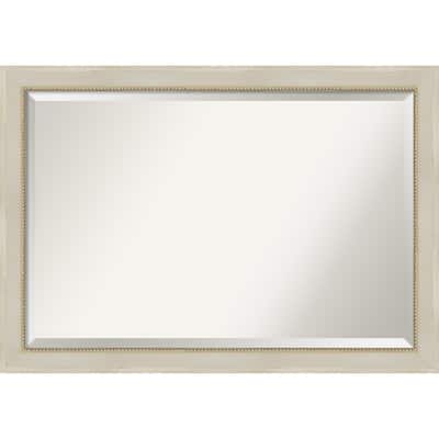 Beveled Wood Bathroom Wall Mirror - Parthenon Cream Frame - Parthenon Cream