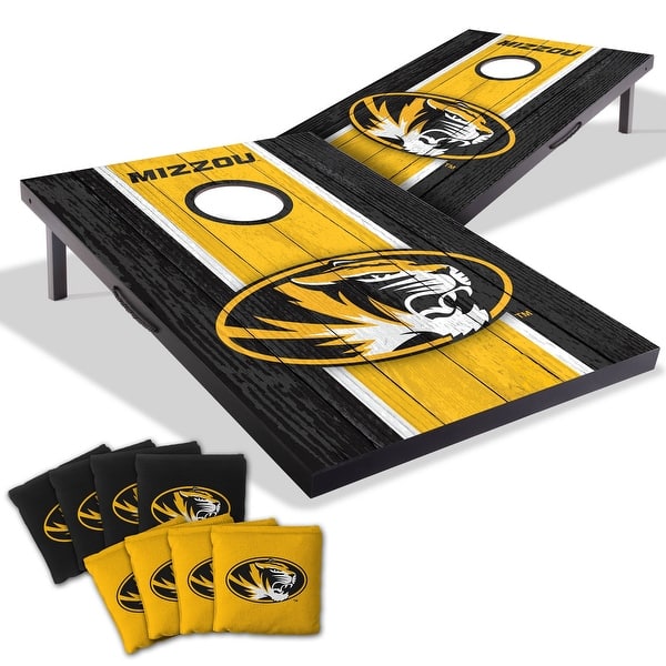 slide 2 of 7, Missouri Tigers NCAA Compact 2x3 Tailgate Cornhole Board Set Include Carrying Case