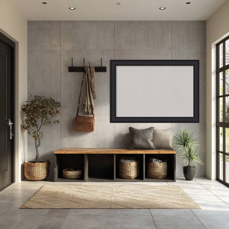 Oliver Black Wood Framed Cork Board - Bulletin Board, Organization Board, Pin Board