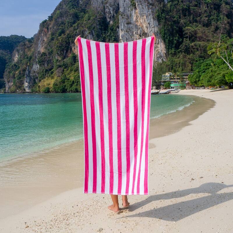 Arkwright Cali Cabana 4-Piece Striped Cotton Beach Towel Set - 30x60