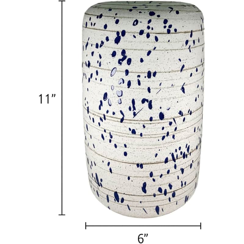 Aria Home Abstract Ceramic Vase With Blue Splatter Modern Home Decor