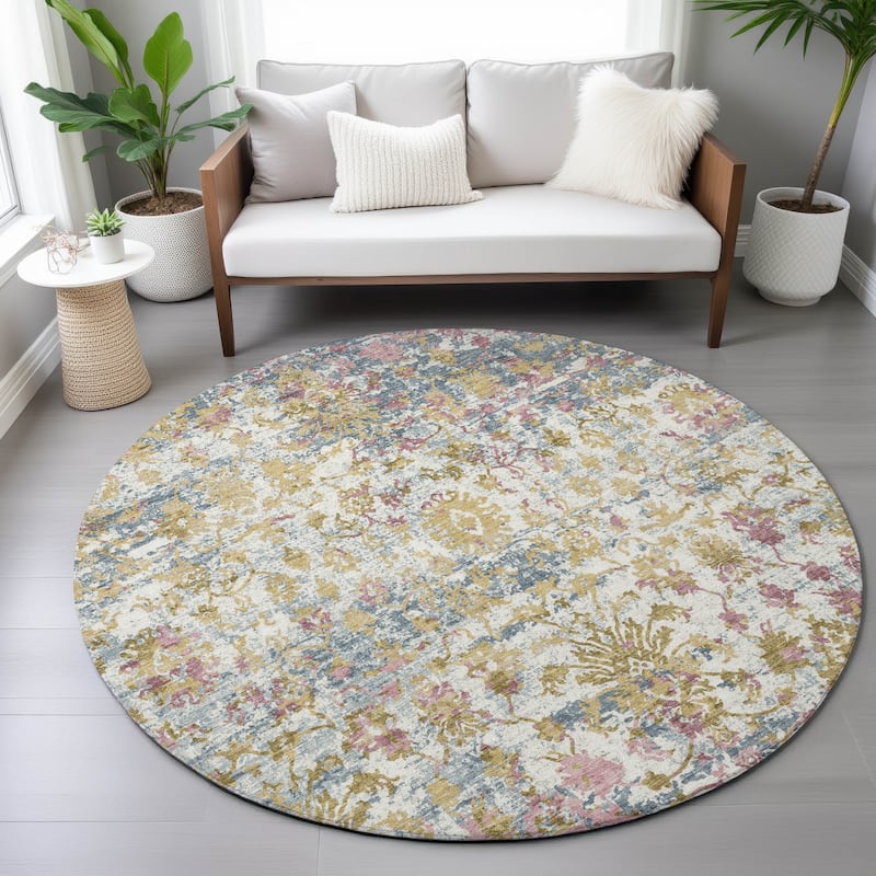 Machine Washable Indoor/Outdoor Vintage Traditional Chantille Rug