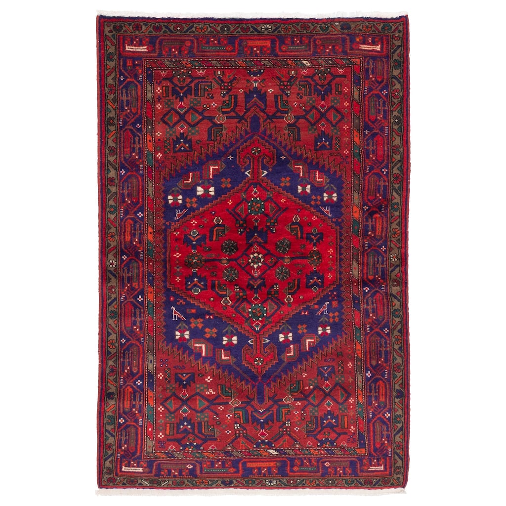 ECARPETGALLERY Hand-knotted Andelz Red Wool Rug - 4'5 x 6'7