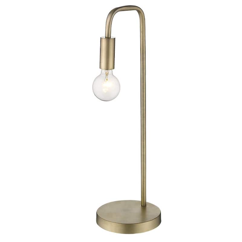 26 Inch Brass Metal Table Lamp with Harp Shade Fitter and 3-Way Switch - 8” x 8” x 26.25”