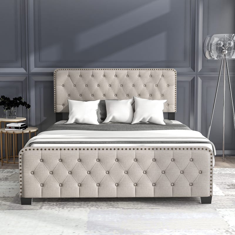 Furniture of America Tilly Button Tufted Fabric Upholstered Bed