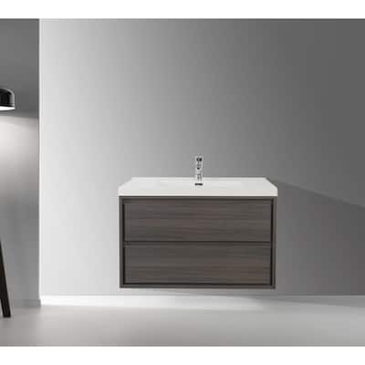 Sage 42" wall mounted bathroom vanity with single basin acrylic top