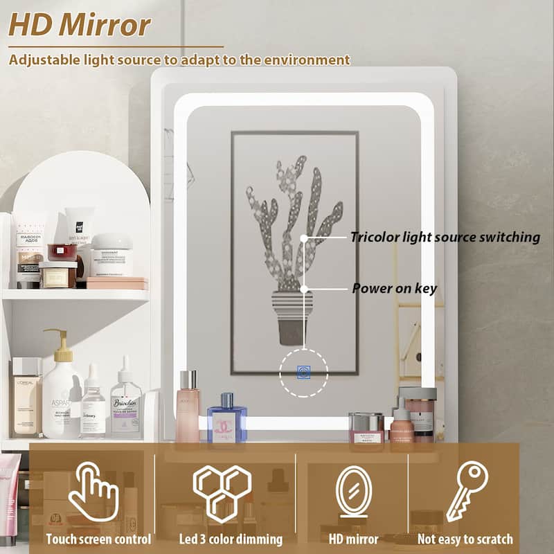 31.5" Wide Dresser Makeup Vanity With Stool and Touching Light Mirror - 31.5"W