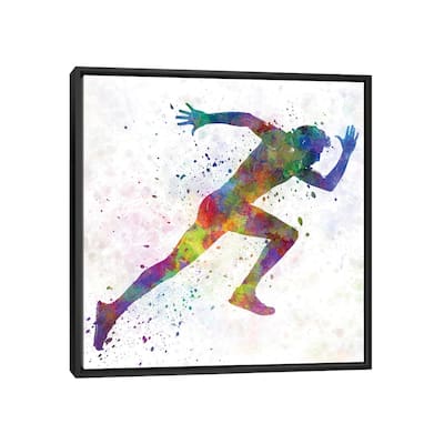 iCanvas "Man Running Sprinting Jogging I" by Paul Rommer Framed Canvas Print