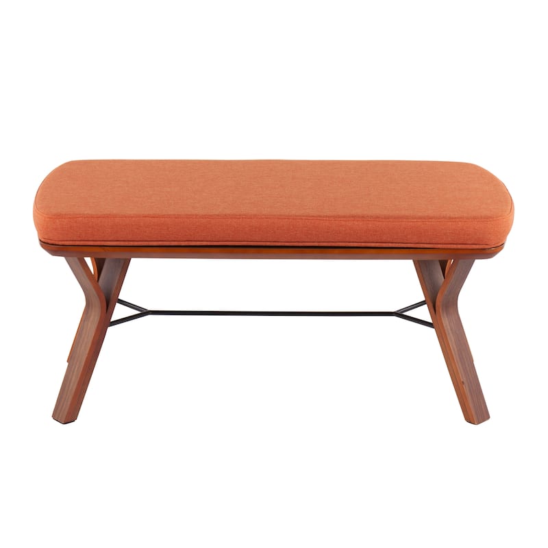 Carson Carrington Sala Upholstered Bench - Orange Fabric & Walnut Wood
