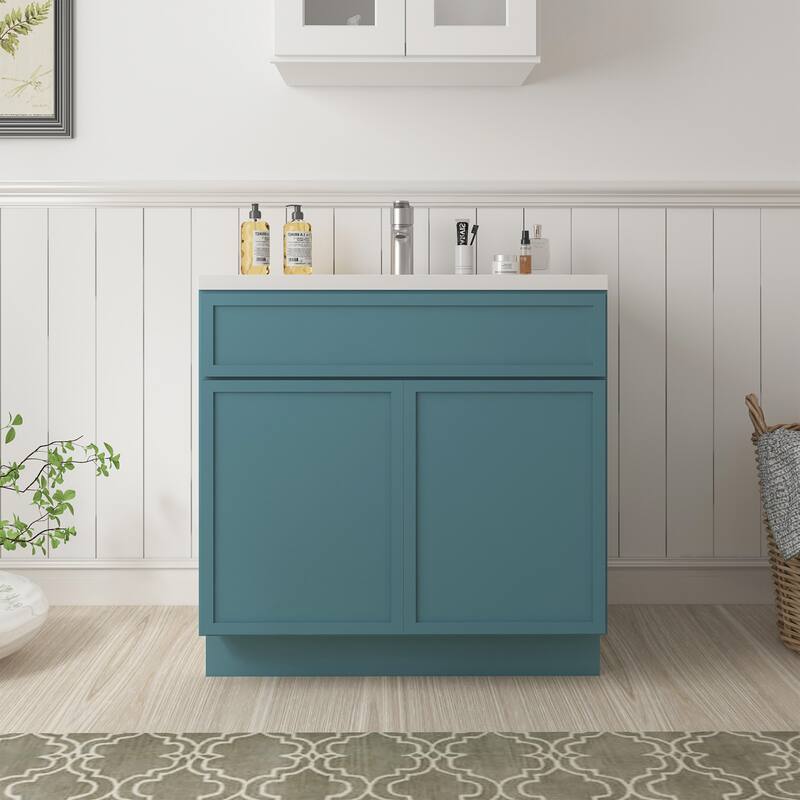 Vanity Art 30" Freestanding Single Base Storage Cabinet with Soft Close Doors - Sea Green