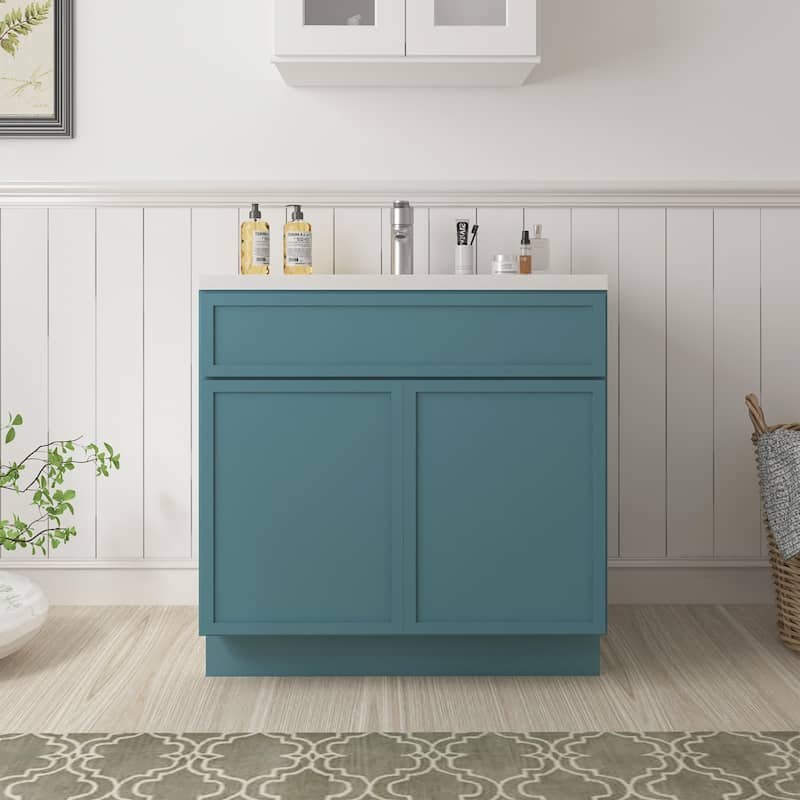 Vanity Art 36" Freestanding Single Base Storage Cabinet with Soft Close Doors - Green