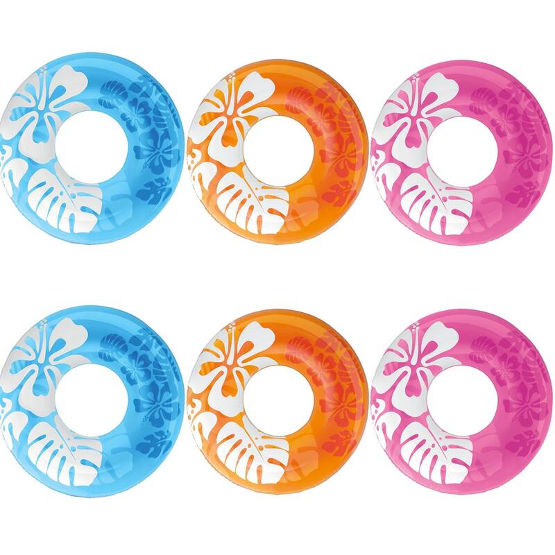 Intex Colorful Transparent Inflatable Swimming Pool Tube Raft (6 Pack) | 59251EP - 0.72