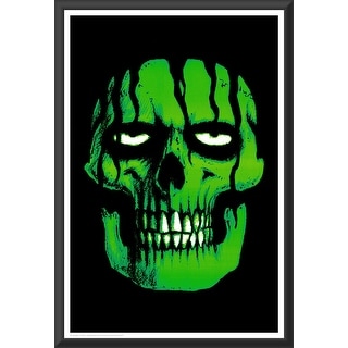 Green Zombie - Non Flock Blacklight Framed Art Poster - Paper Print - Black Wood Frame with Plexi Glass