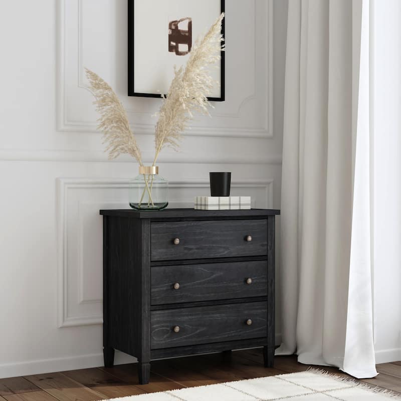 Flagstaff 3-Drawer Wood Dresser - Washed Black - 3-drawer
