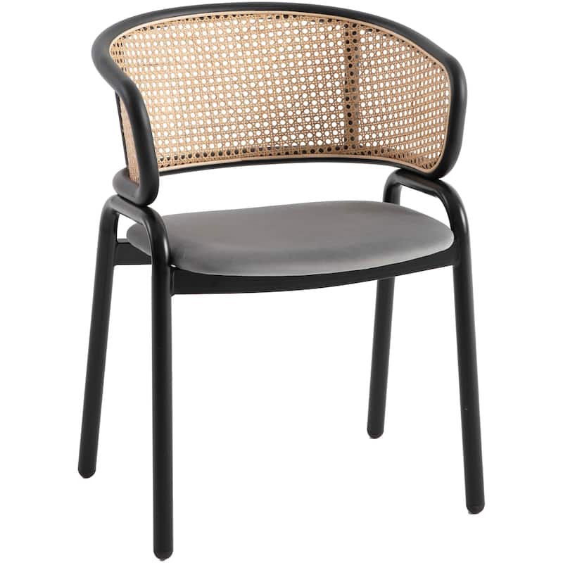 Ervilla Modern Mid-Century Velvet Upholstery Powder-Coated Steel Legs Dining Armchair with Plastic Floor Protectors