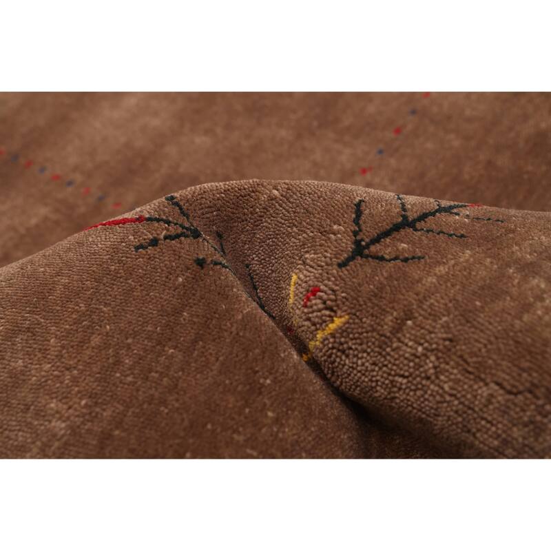 ECARPETGALLERY Hand Loomed Kashkuli Gabbeh Brown Wool Rug - 5'0 x 6'11