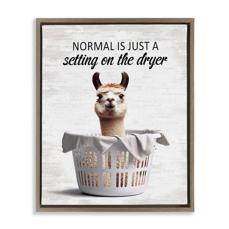 Stupell Funny Normal Dryer Quote Framed Floater Canvas Wall Art Design By Lettered and Lined - 25 x 31 - Brown