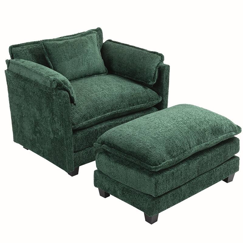 Boucle Oversized Sofa Chair With Ottoman