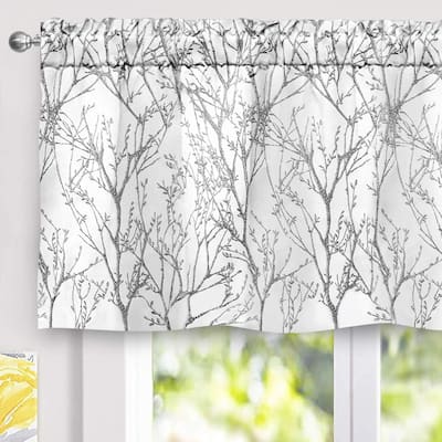 DriftAway Tree Branch Abstract Ink Printing Lined Thermal Insulated Window Curtain Valance Rod Pocket Single 52 x 24