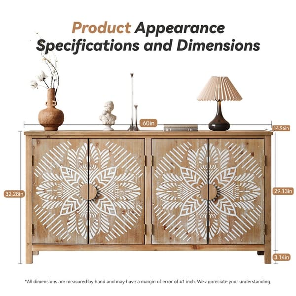 GDF Studio - Savannah 60" Antique Brown & White 4-Door Accent Sideboard Cabinet