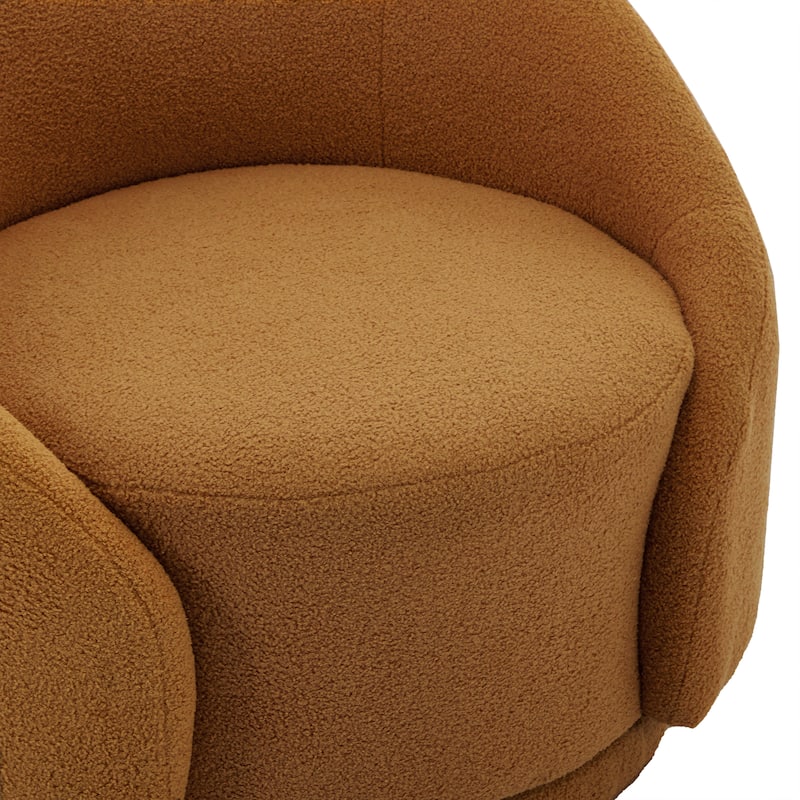 35" Wide 2 Set Velvet/ Boucle Barrel Swivel Chair