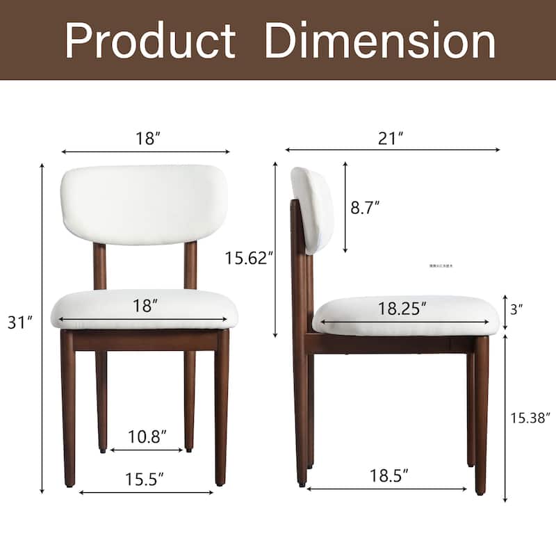 Modern Upholstered Dining Chair with Solid Wood Legs Side Chair for Kitchen Dining Room Living Room (Set of 2)