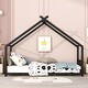 preview thumbnail 2 of 7, Black Twin Size Metal House Bed with Fence & Back