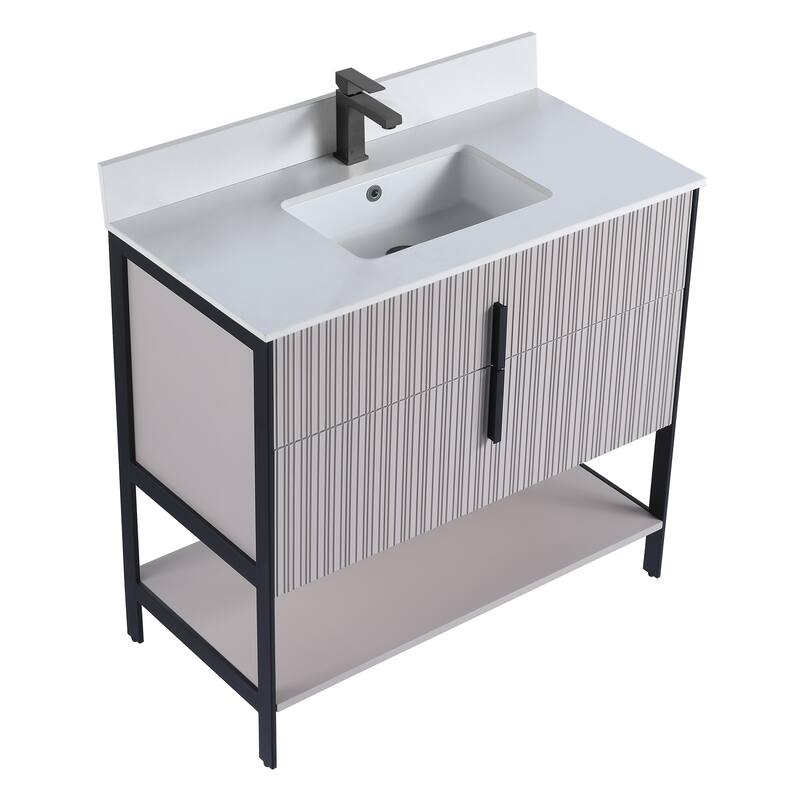 Fine Fixtures Serenity Modern Bathroom Vanity with White Stone Top